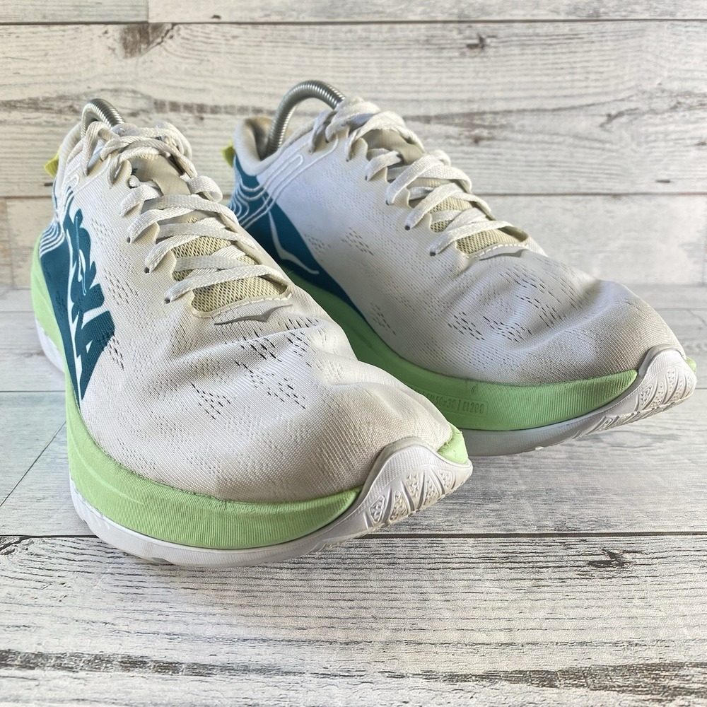 Hoka One One Shoes Mens 11 White Green M Carbon X Running Sneakers Marathon Nice